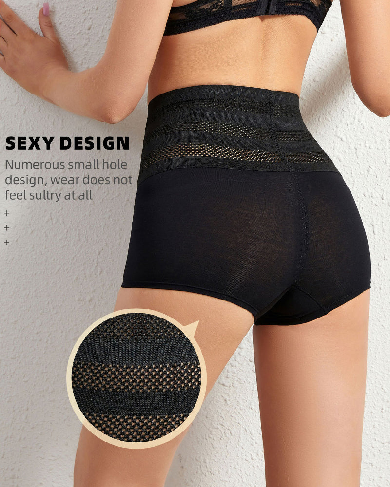 Hohe Taille Atmungsaktiv Perforiertes Elastisches Shapewear Höschen