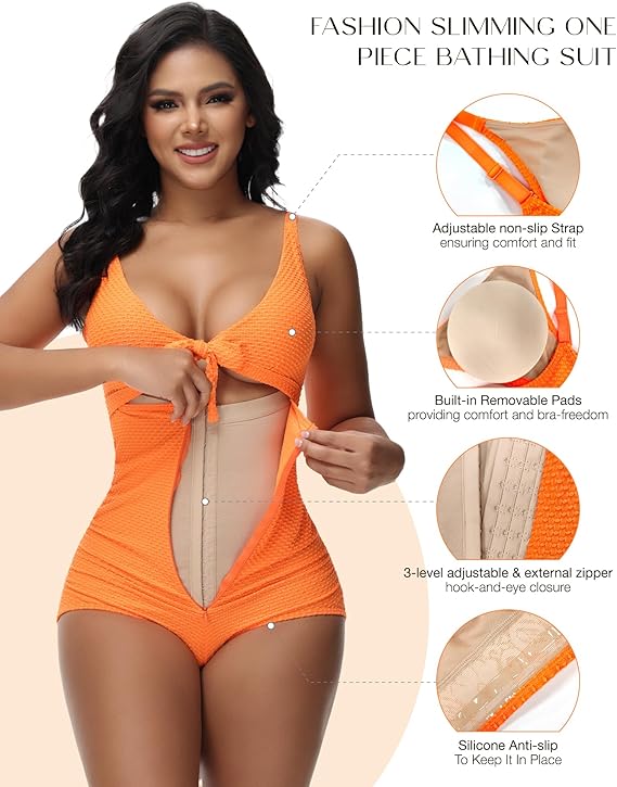 Shapshe® Cut-Out Knoten Vorne Bauchweg Shapewear Badeanzug