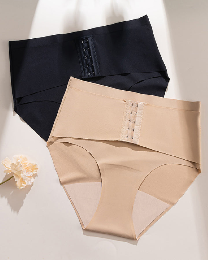 Damen Mittlere Taille Nahtlose Bauchweg Shapewear Slips mit Hakengürtel