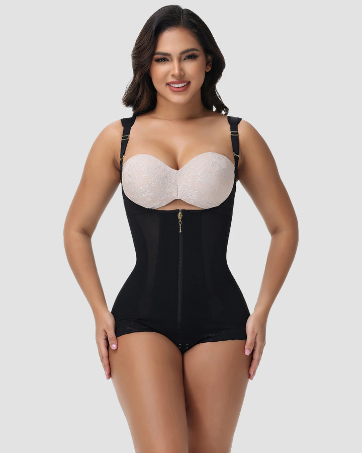 Shapshe® Nahtloser Netz Spleißen Offene Büste Po Lift Bodysuit