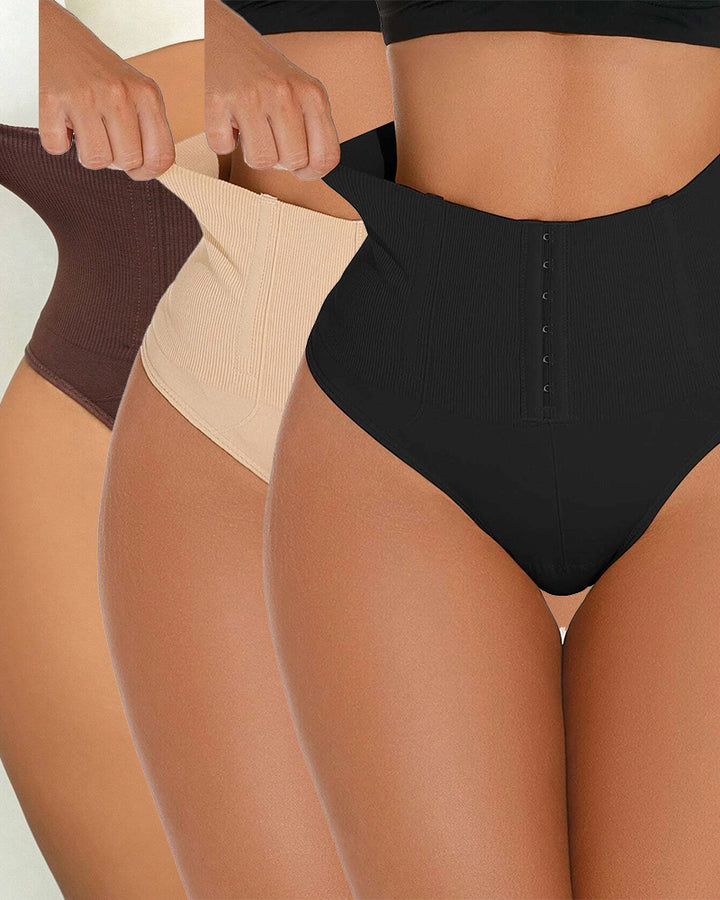 Hoher Taille Nahtlose Einreihige Shaping Tanga Bauchweg Shapewear