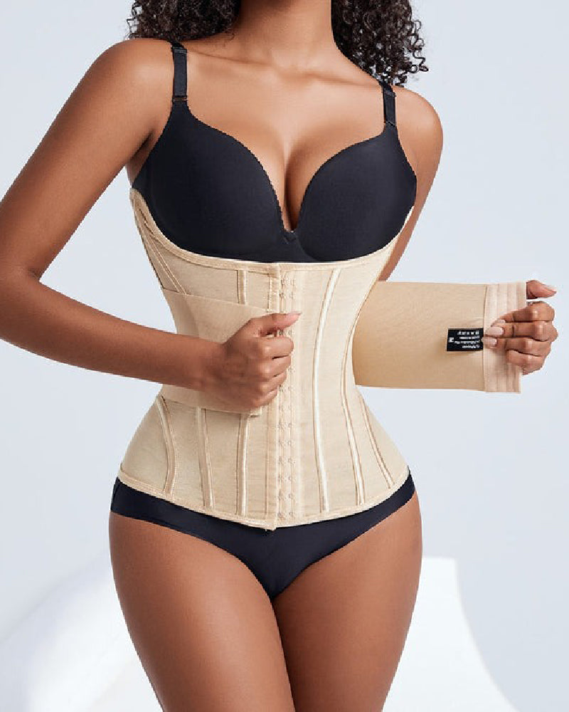 Atmungsaktiver Damen Taillentrainer Bauchweg Korsett mit Abnehmbarem Gürtel