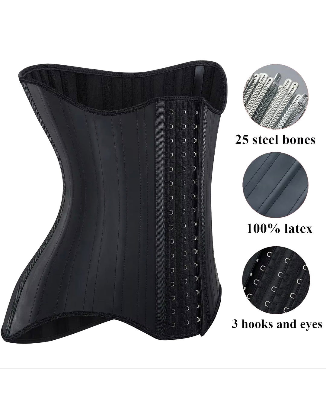 Shapshe® Latex Taillentrainer mit 25 Stahlknochen Korsett Schlankheitsgürtel