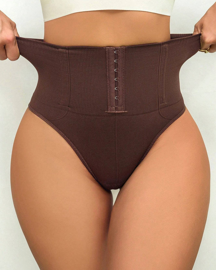 Hoher Taille Nahtlose Einreihige Shaping Tanga Bauchweg Shapewear