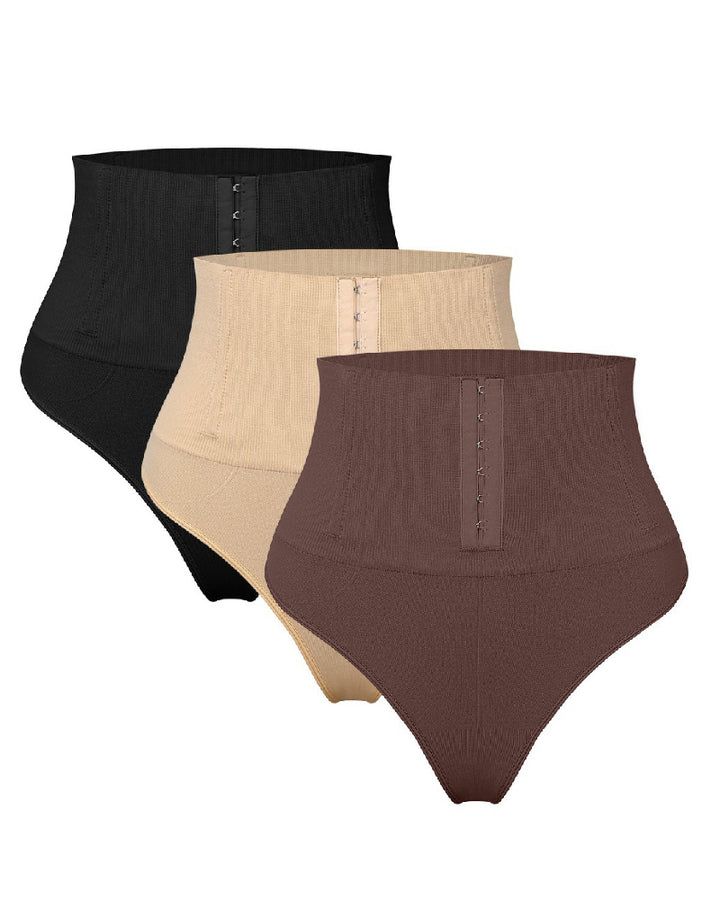 Hoher Taille Nahtlose Einreihige Shaping Tanga Bauchweg Shapewear
