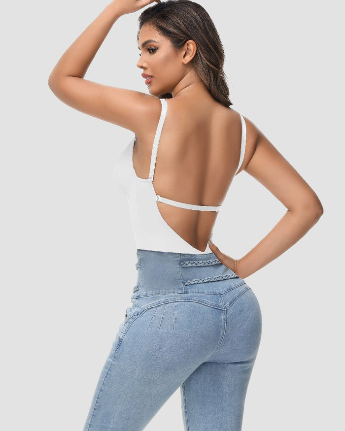 Shapshe® Damen U Plunge Bodysuit Bauchkontrolle mit Integriertem BH