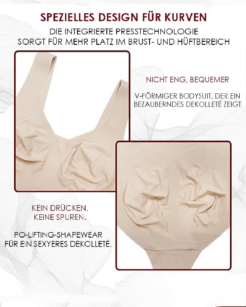 Shapshe® Damen Bauchweg Nahtloser Eisseide Bodysuit V-Ausschnitt