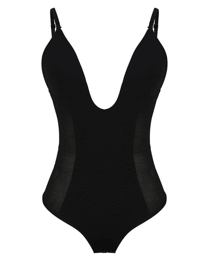 Shapshe® Damen Tiefem V-Ausschnitt Shapewear U-förmigem Rücken Nahtloser Tanga Bodysuit