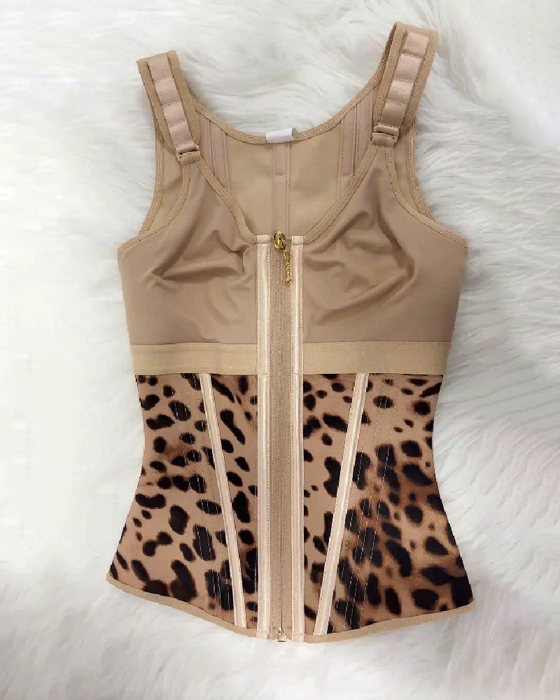 Shapshe® Fajas Colombianas Leopard Taillentrainer Weste mit BH