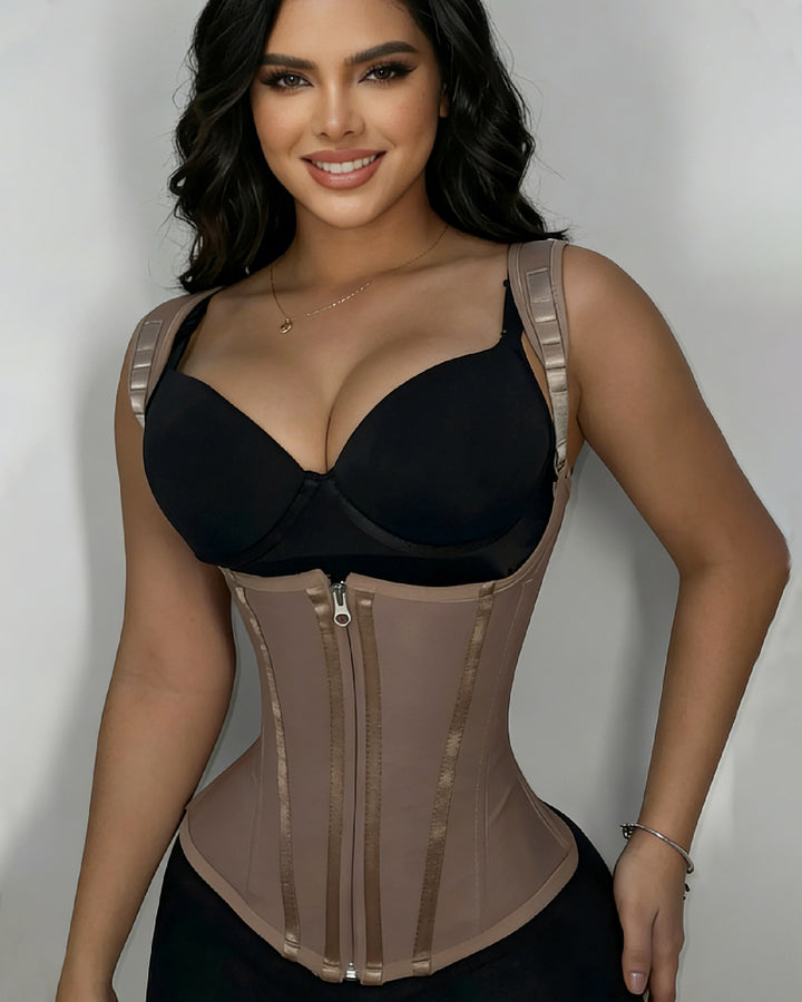 Shapshe® Sanduhr Korsett Reißverschluss Haken und Öse Doppelte Kompression Bauchweg Taillentrainer Waist Trainer