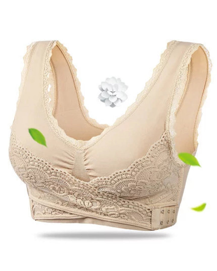 Push Up Sport BH für Damen mit Seitlicher Gekreuzter Schnalle und Ohne Stahl