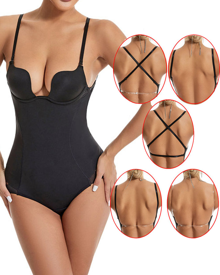 Damen Korsett Rückenfreier Bodysuit U-Ausschnitt Nahtloser Bauchkontroll Shapewear