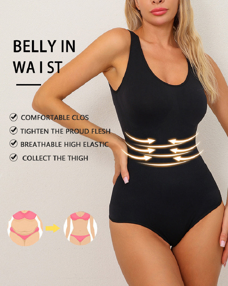 Bauchkontrolle formende Tanga Tanktop Shapewear Bodysuits mit U-Ausschnitt