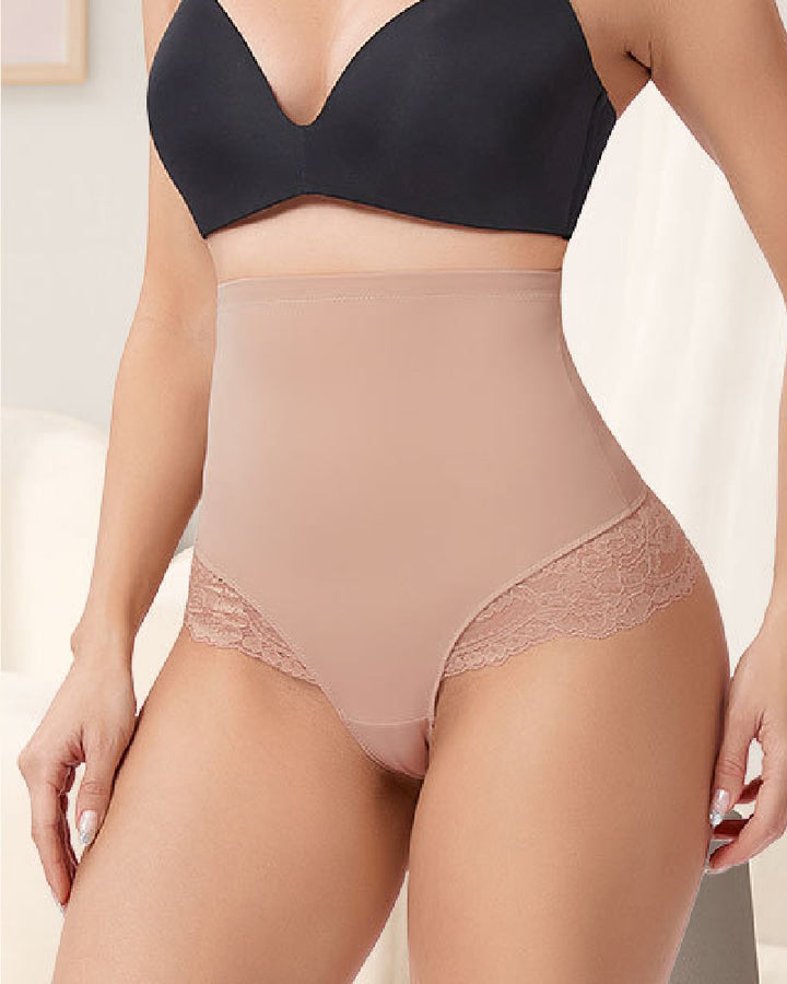 Nahtlose Spitze Bauchkontrolle Shapewear Hohe Taille Tanga Unterwäsche