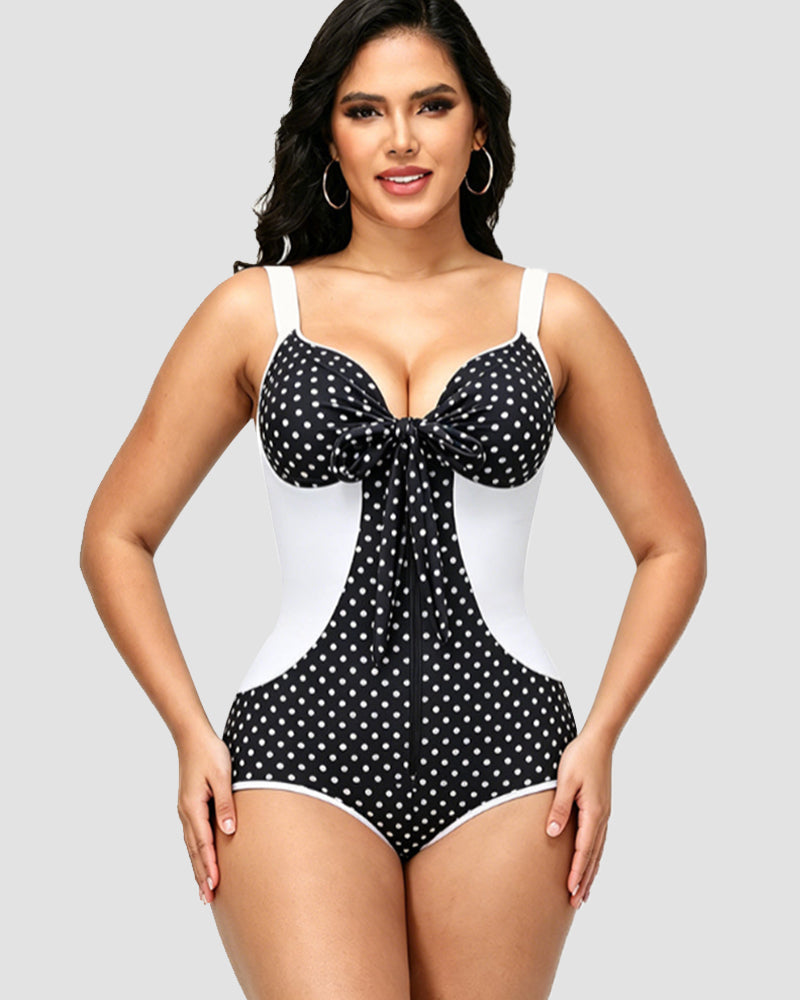 Shapshe® Figurformender Badeanzug mit V Ausschnitt und Schleife