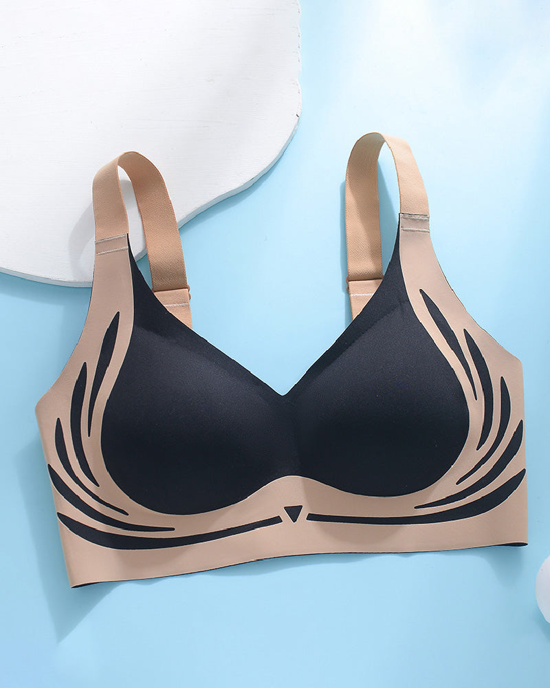 Nahtloser Kontrast Push Up Schlaf BH Kabellos Weich Anti Durchhänger
