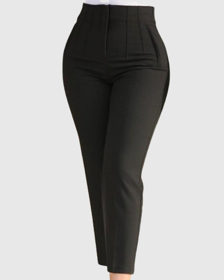 9 Punkt Hose mit Hoher Taille Seitentaschen und Bügelfalten