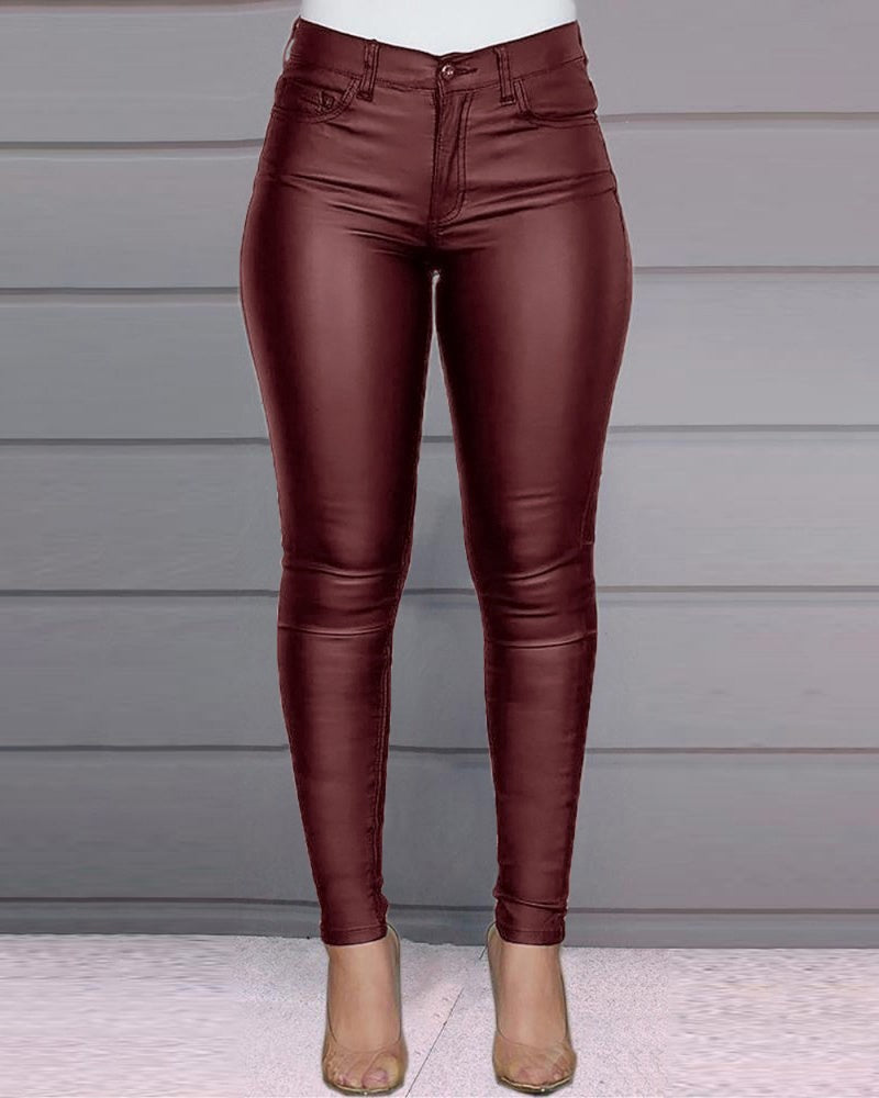 Sexy PU Skinny Lederhose Lässige All Match Hose