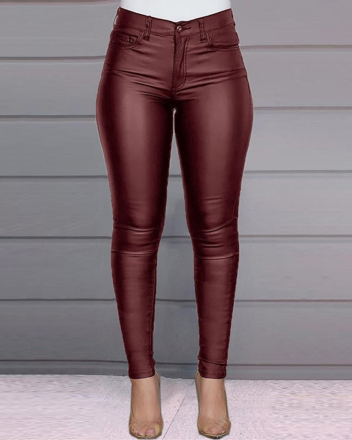 Sexy PU Skinny Lederhose Lässige All Match Hose