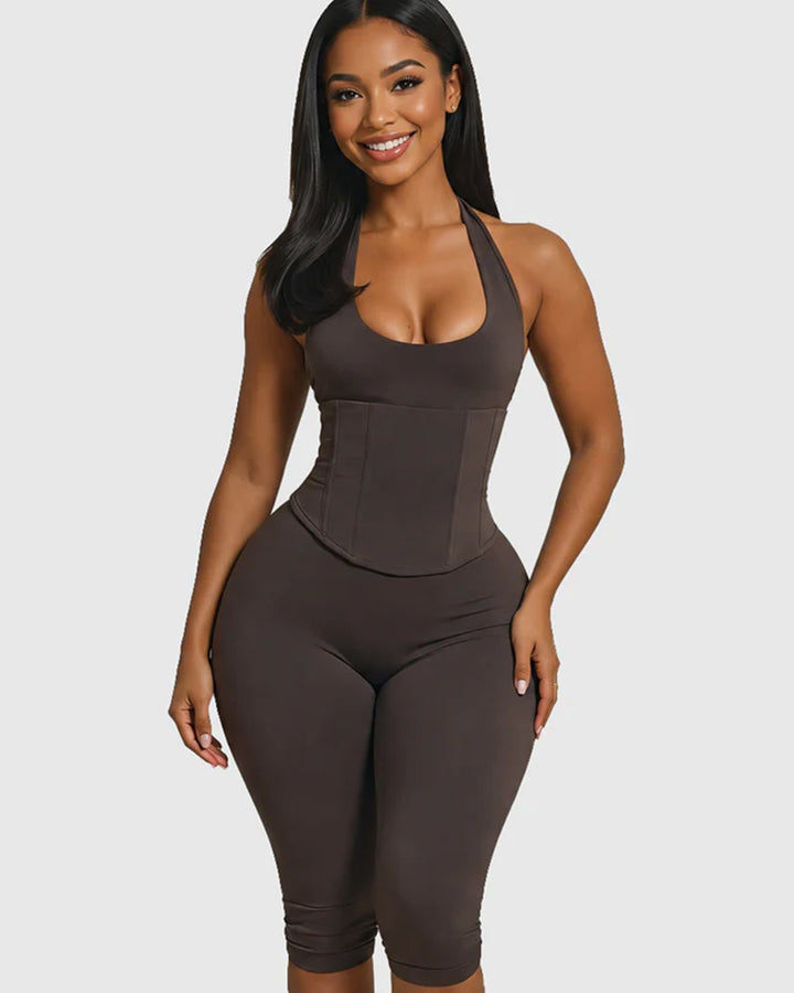 Sanduhrfigur-Korsett Figurformendes Korsett Taillenformer Capri-Jumpsuit Zweiteiler
