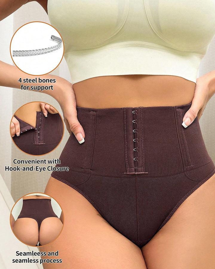 Hoher Taille Nahtlose Einreihige Shaping Tanga Bauchweg Shapewear