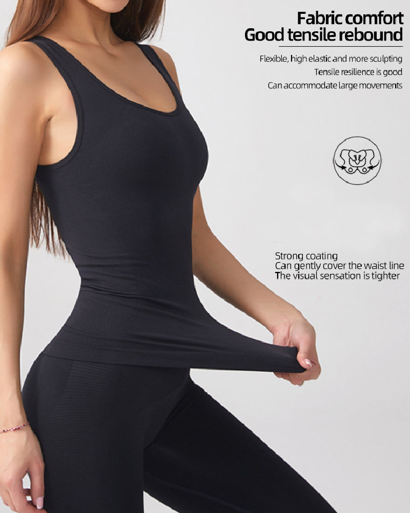 Damen Breite Träger U Ausschnitt Figurformendes Tank Top