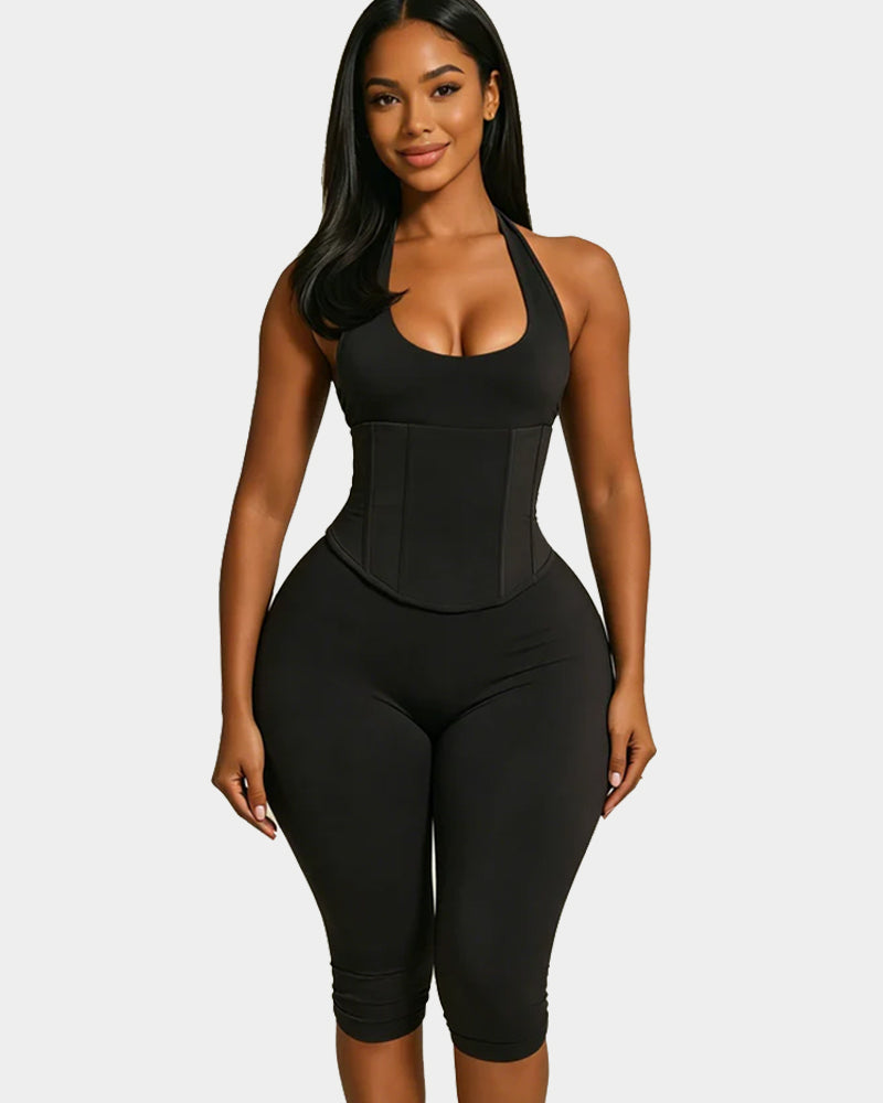Sanduhrfigur-Korsett Figurformendes Korsett Taillenformer Capri-Jumpsuit Zweiteiler