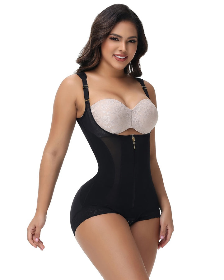 Shapshe® Nahtloser Netz Spleißen Offene Büste Po Lift Bodysuit
