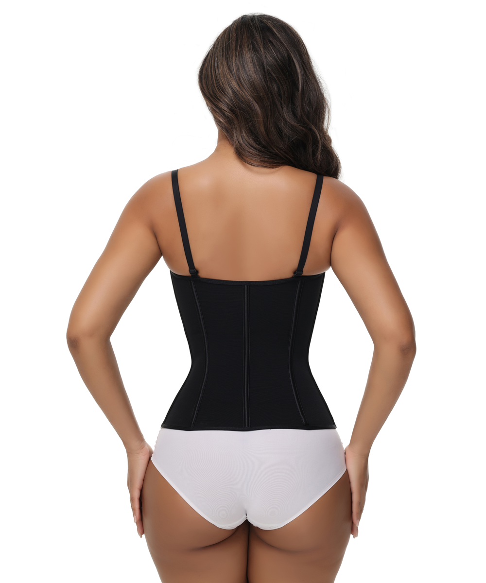 Sexy Damen Reißverschluss Stäbchen Korsett Bustier Spaghettiträger