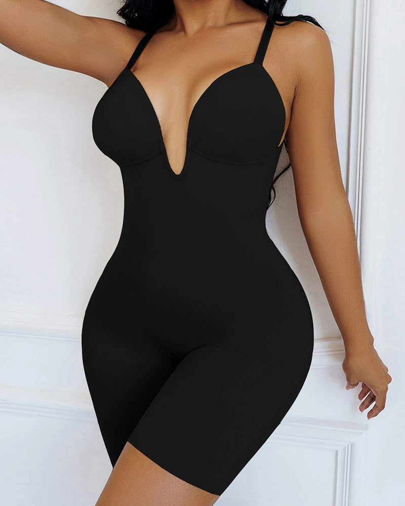 Shapshe® Nahtloser solide Farbe Bügel V Rückenfrei Shapewear Bodysuit