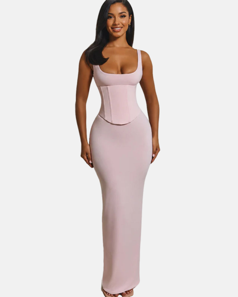 Sanduhrfigur Figurformer Korsett Maxikleid zweiteiliges Set