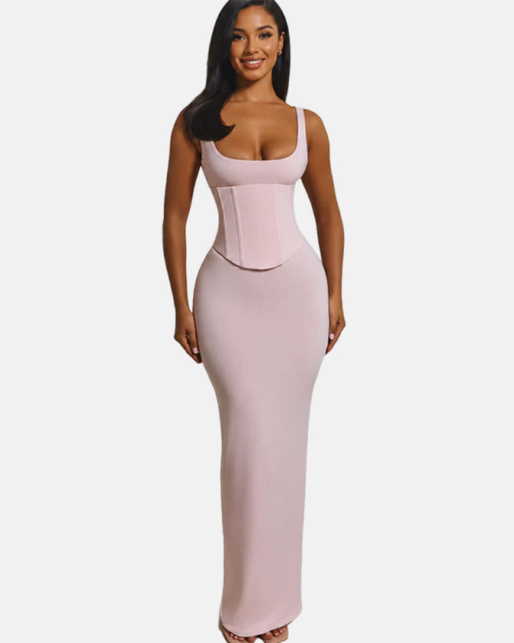 Sanduhrfigur Figurformer Korsett Maxikleid zweiteiliges Set
