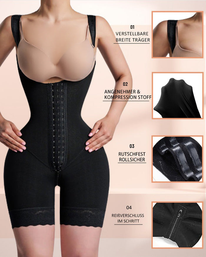 Shapshe® Sanduhr Bodysuit mit offener Brust und Bauchkontrolle bis zur Mitte des Oberschenkels