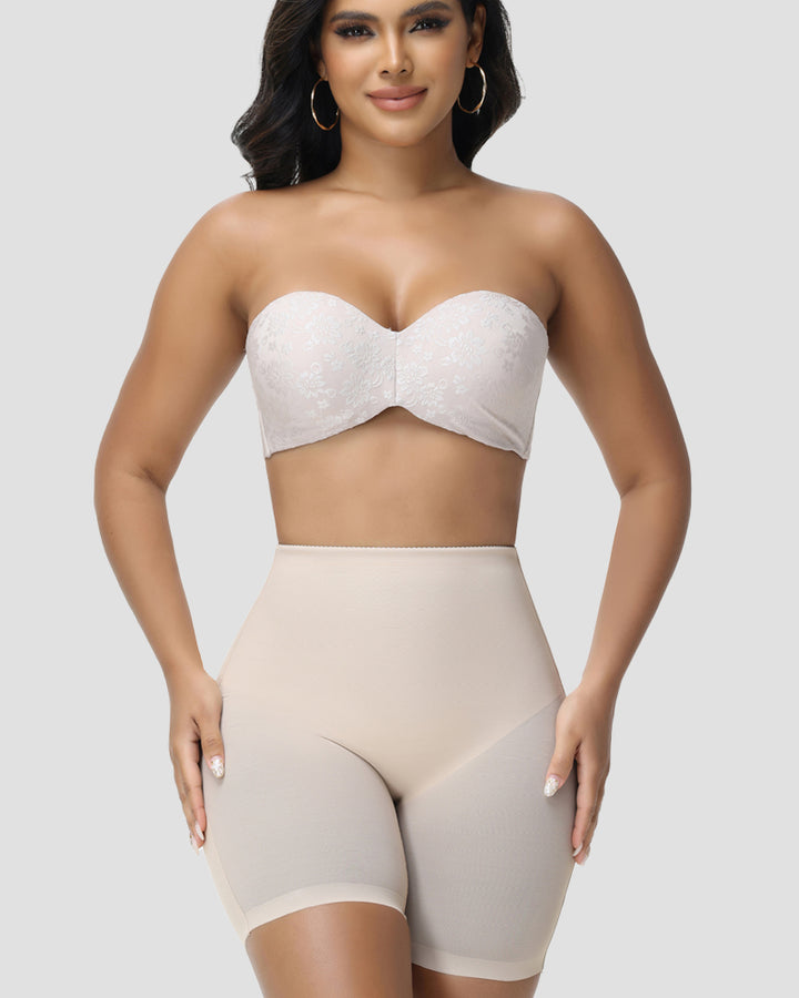 Damen Nahtlose Mesh Shapewear Shorts Hoher Taille Oberschenkelformer