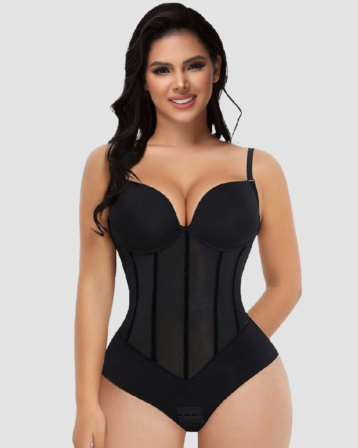 Shapshe® Damen Bauchweg Tanga Mesh Korsett Bodysuit Rückenfrei