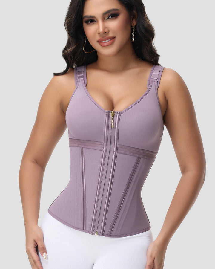 Shapshe® Fajas Colombianas Korsett Taillentrainer mit Reißverschluss und Stahlknochen