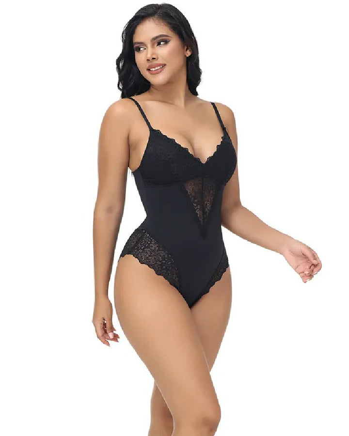 Spitze Spaghettiträger Cami Bodysuit Einteilige Shapewear für Damen
