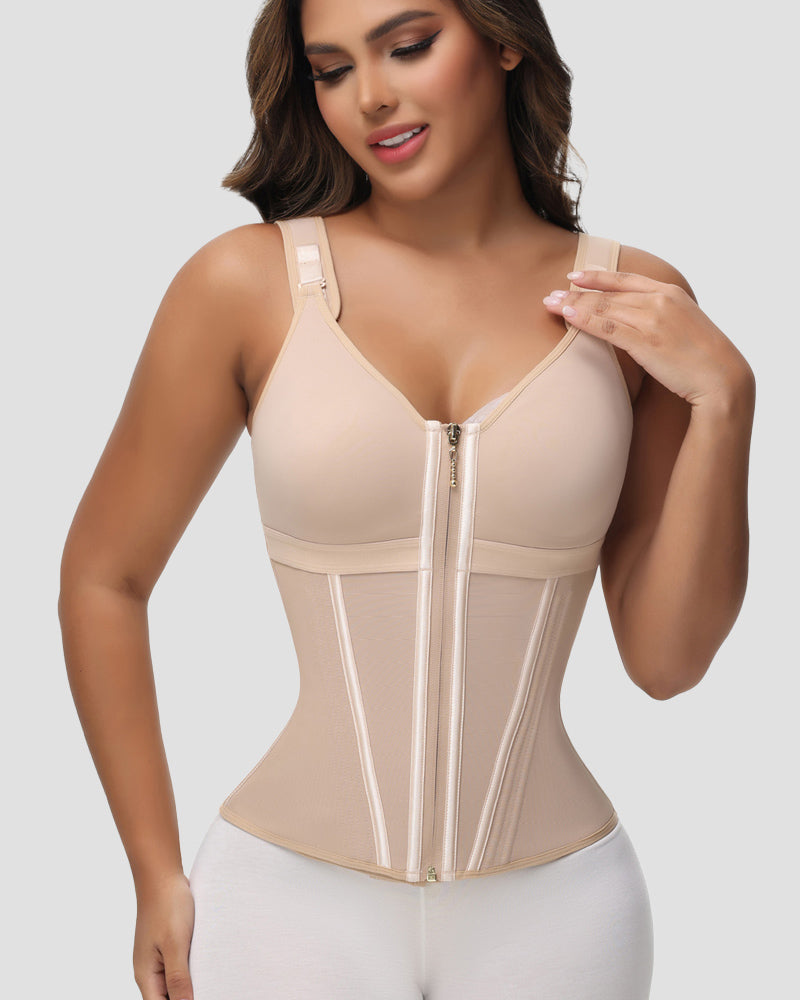 Shapshe® Damen Latex Korsett Bauchkontrolle Body Shaper Weste mit BH