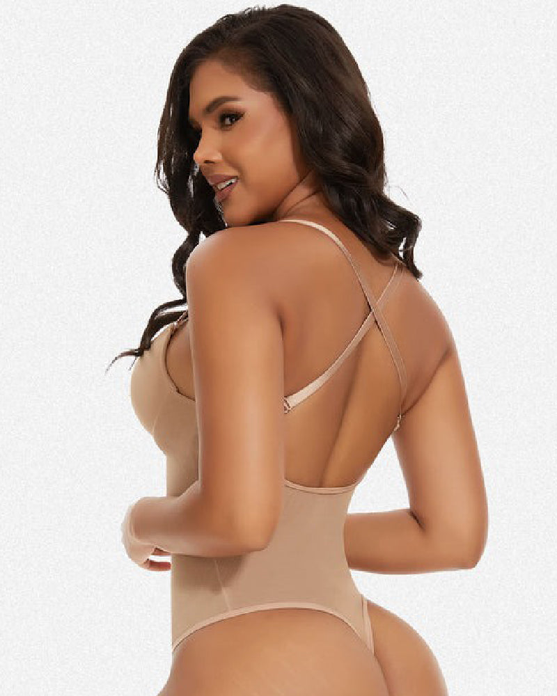 Shapshe® Damen Tiefem V-Ausschnitt Shapewear U-förmigem Rücken Nahtloser Tanga Bodysuit