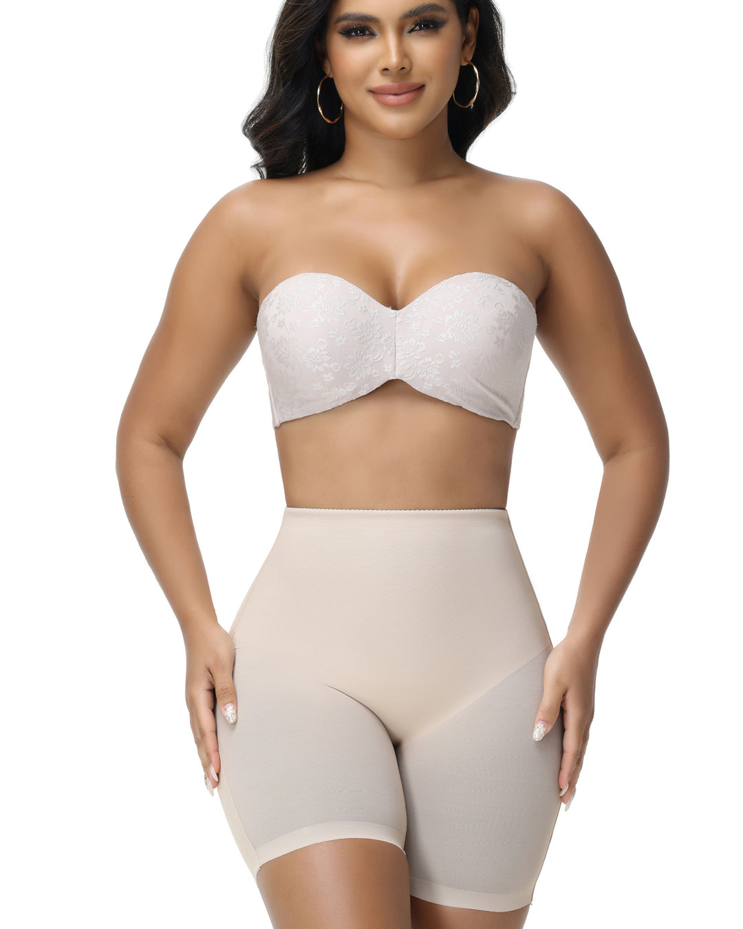 Damen Nahtlose Mesh Shapewear Shorts Hoher Taille Oberschenkelformer