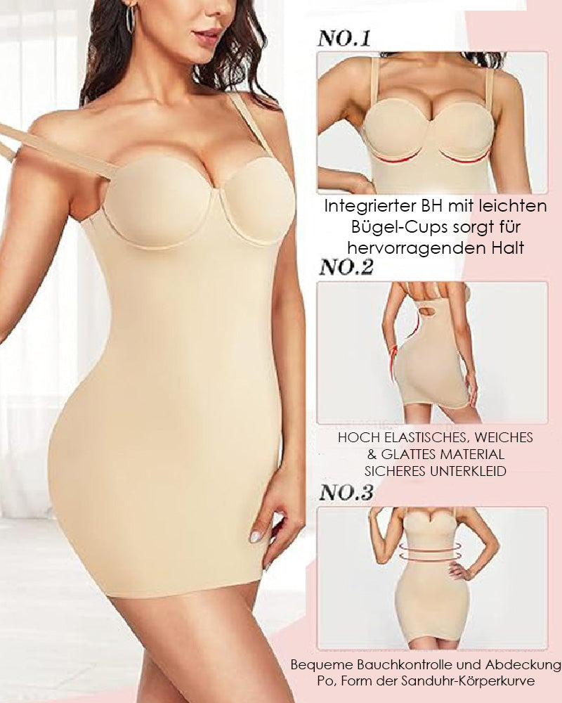 Trägerloses Bauchweg Bodycon Shapewear Kleid mit Eingebautem BH