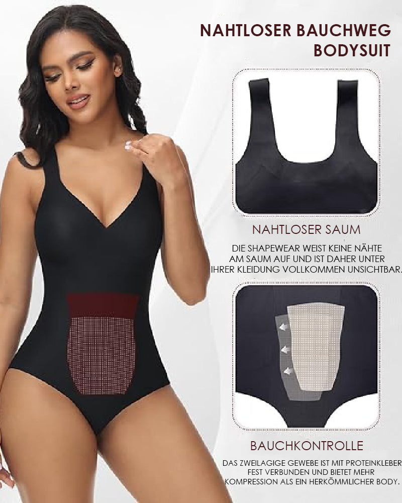 Shapshe® Damen Bauchweg Nahtloser Eisseide Bodysuit V-Ausschnitt