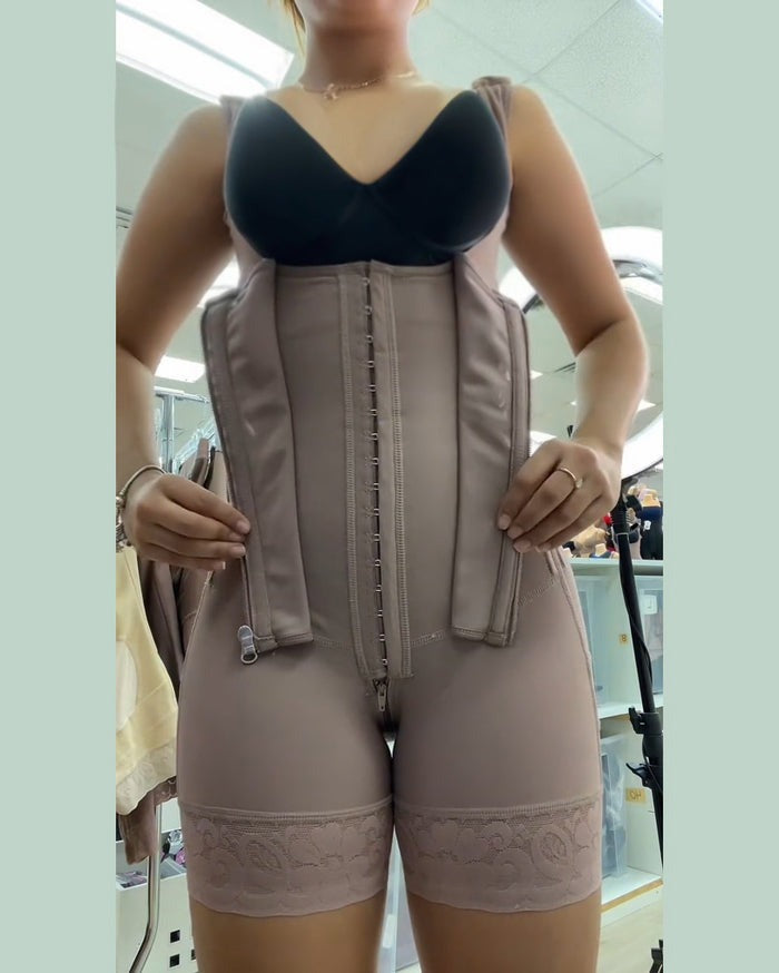 Shapshe® Hohe Kompressions-Shapewear mit Reißverschluss vorne und mittlerem Oberschenkel