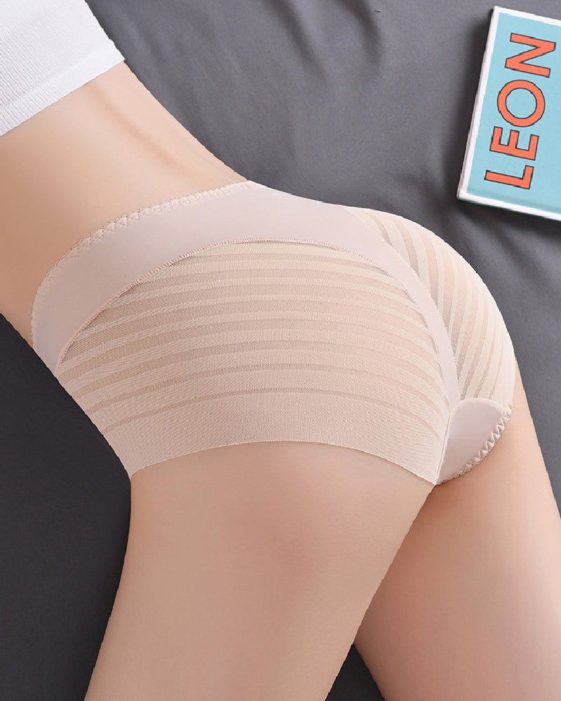 Damen Sexy Nahtlose Hohlstreifen Mesh  Tanga Formende Slips