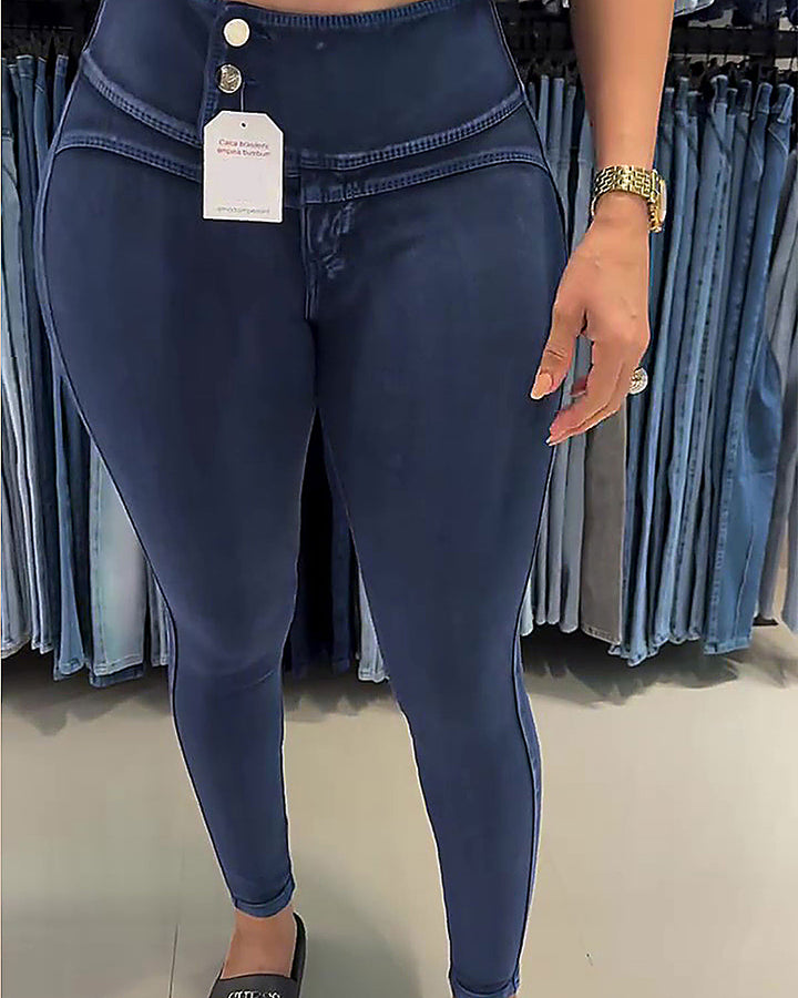 Shapshe® Hochtaillierte Kolumbianische Jeans mit Knöpfen und Hüftlifting