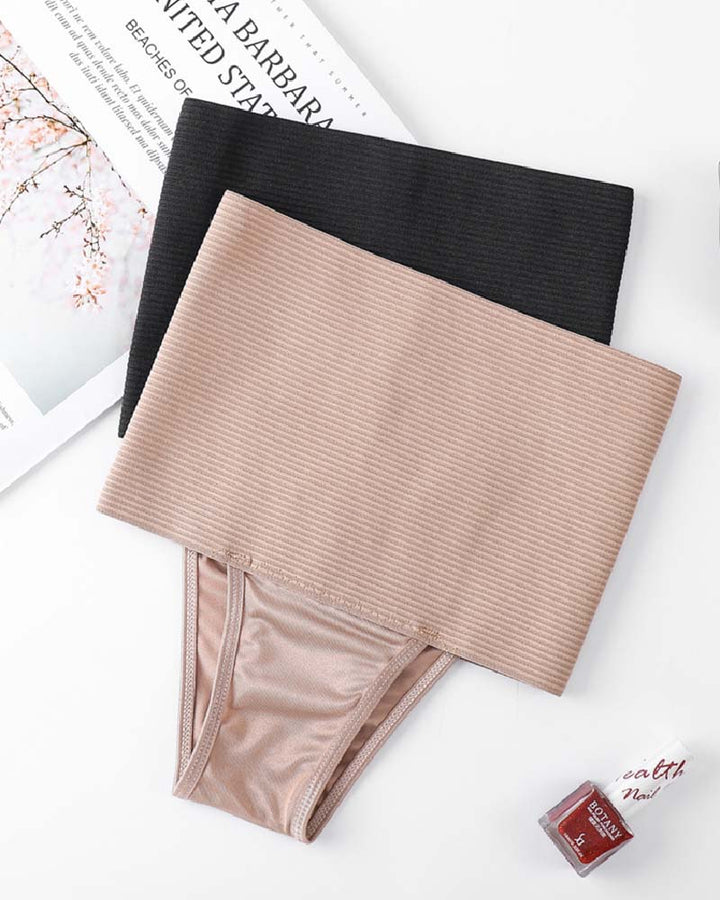 Hohe Taille Nahtloser Shaping Tanga Atmungsaktiv Bauchweg Shapewear