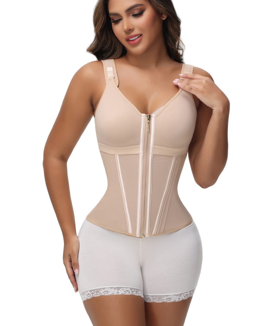 Shapshe® Damen Latex Korsett Bauchkontrolle Body Shaper Weste mit BH