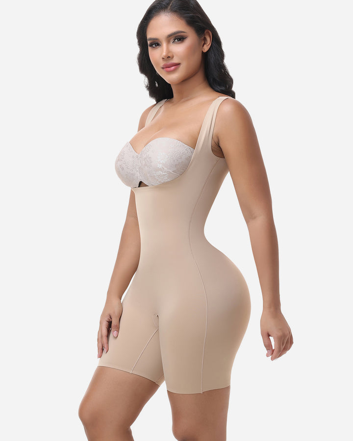 Nahtlose ärmellose Shapewear Offenem Brust Bodysuit