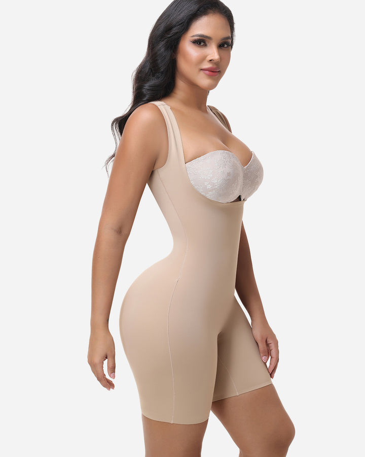 Nahtlose ärmellose Shapewear Offenem Brust Bodysuit
