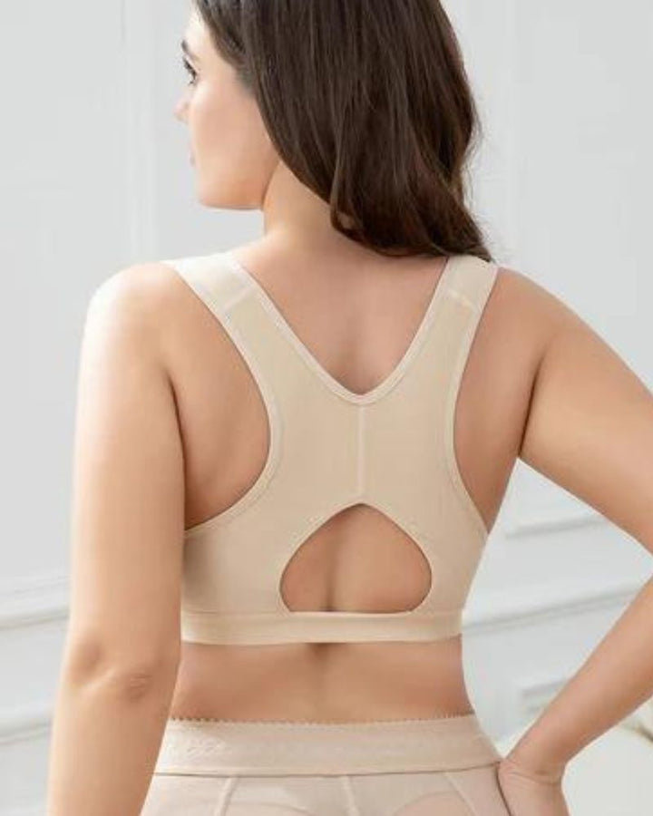 Shapshe® Damen Ohne Bügel Push Up BH mit Vorderverschluss Verstellbaren Trägern Kabellosem Halt Beige